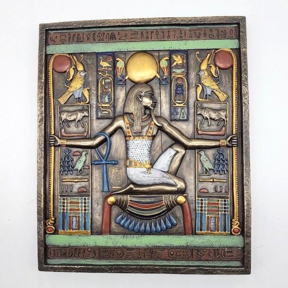 18th Dynasty Egyptian Pharaoh King Tut Signed Spirit Millions of Years Wall Plaq